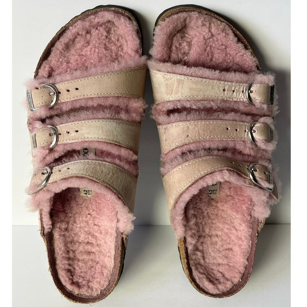 Birkenstock Florida Shearling Pink Suede Sandals EU 42 US 11 Made in Germany